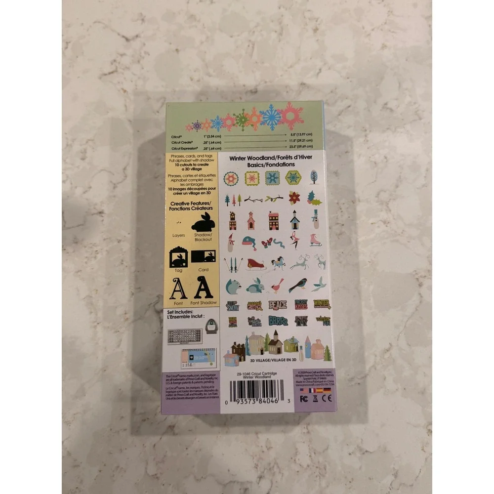 Cricut Winter Woodland Shapes Cartridge 29-1046 Holiday‎ 3D Village Alphabet New